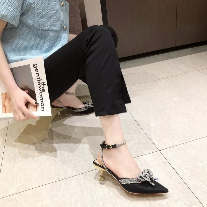 High Heel Sandals Women 2024 Summer New Fashion Pointed Toed Shoes for Women Crystal Buckle Strap Sandals Female Zapatos Mujer