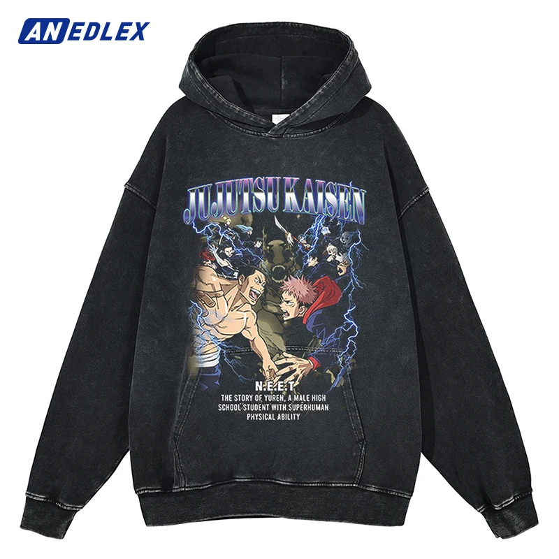 

Hip Hop Streetwear Vintage Hoodie Sweatshirt Japanese Anime Graphic Hoodie Cotton Men Hooded Pullover Harajuku Loose Sweat Shirt