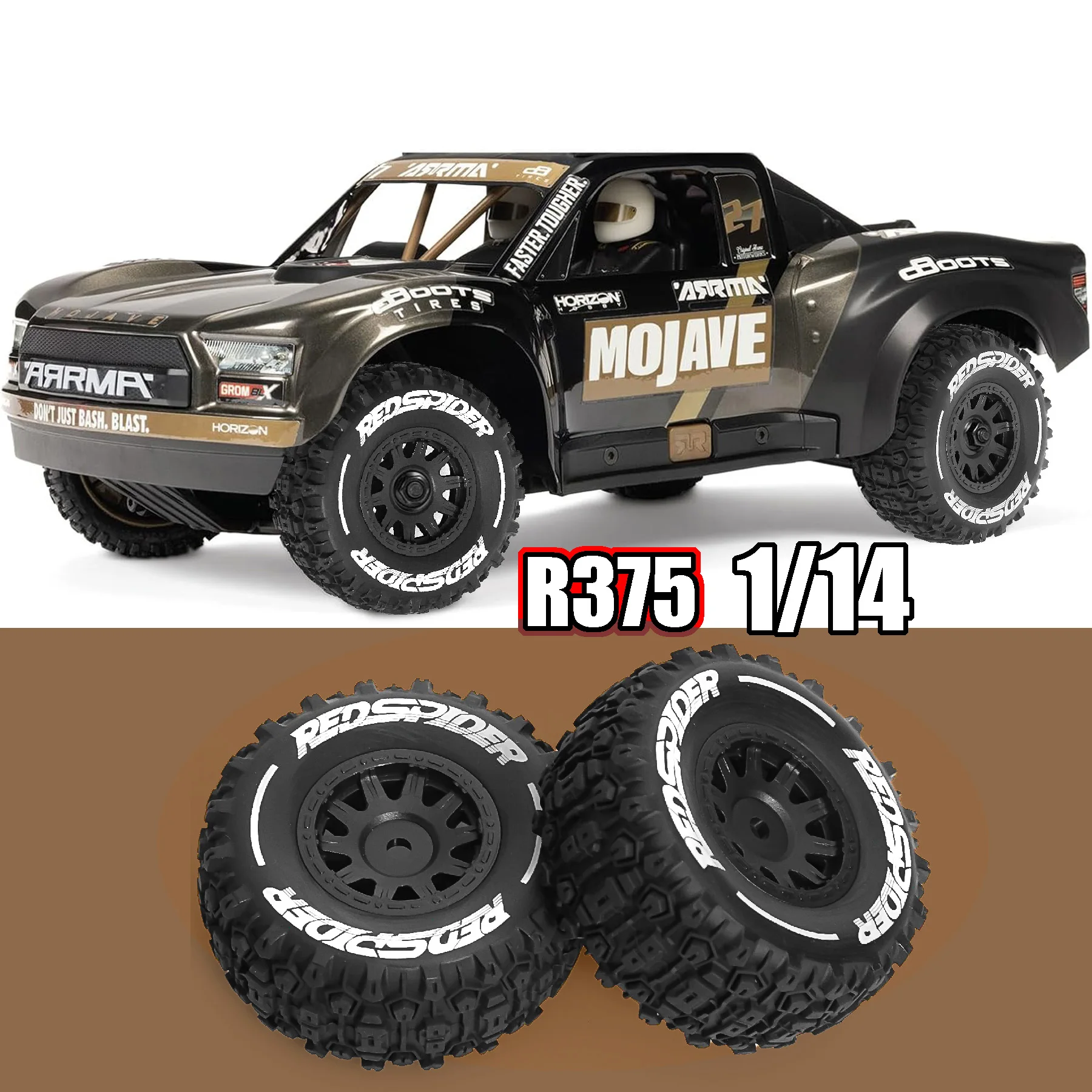 العنكبوت الأحمر RC 4 قطعة الإطارات LC عجلات شاحنة قصيرة MOJAVE GROMFor 1/14 شاحنة قصيرة Mojave صغيرة