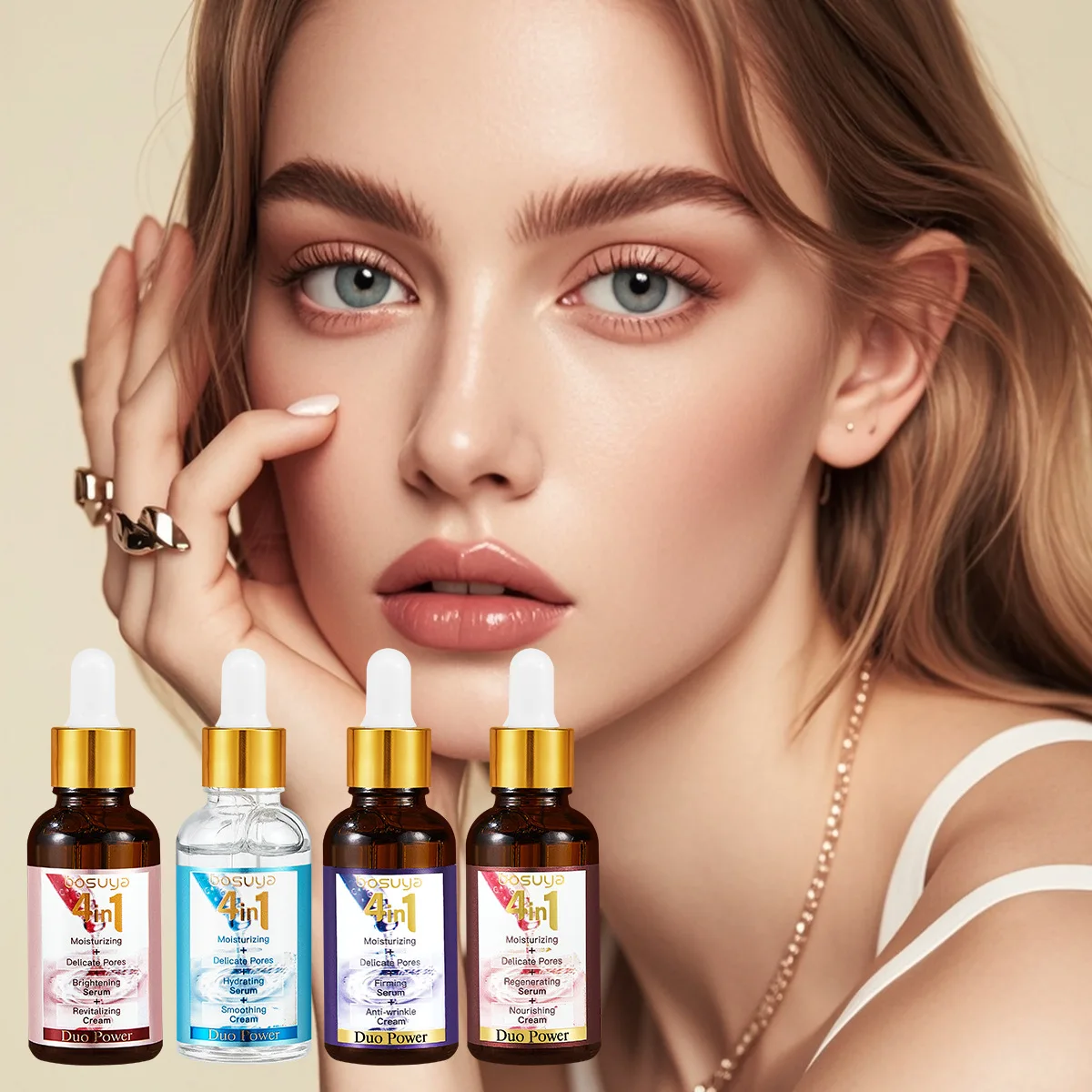 

BOSUAY Essence 4-в-1 Сыворотка-тонизирующий раствор для осветления деликатных пор и увлажнения, укрепляющий лосьон для омолаживания кожи, 30 мл