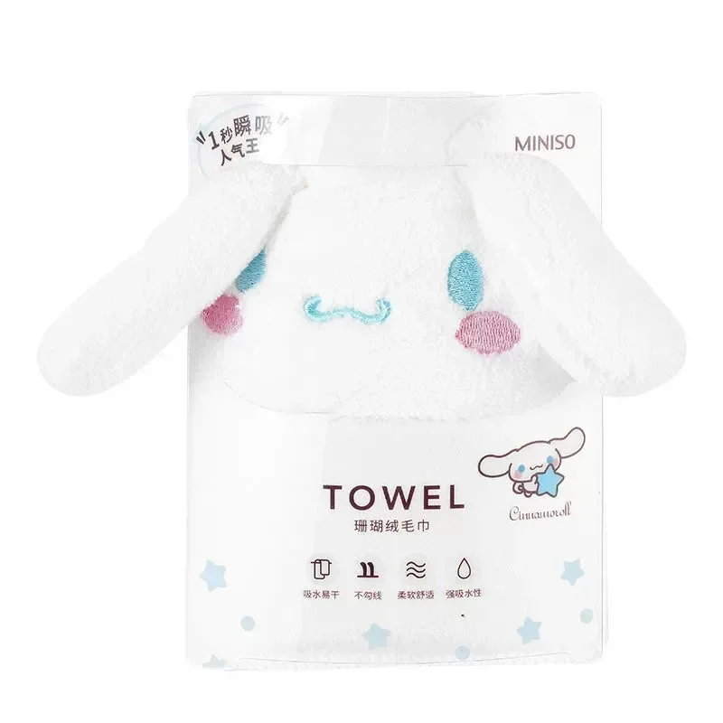 MINISO Sanrio Dry Hair Towel Bath Towel Coral Velvet Soft Absorbent Face Wash Household Kuromi Cinnamoroll My Melody Pompompurin