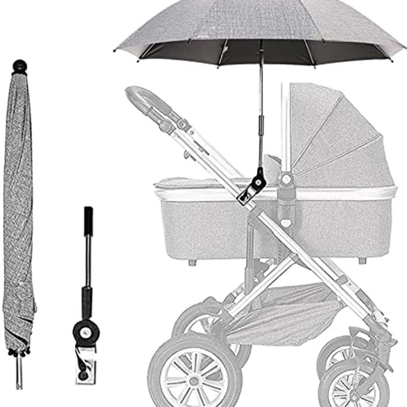 Stroller Umbrella With Clamp 360 Degree Adjustable UV Protection Stroller Universal Umbrella Sunshade For Baby Pram