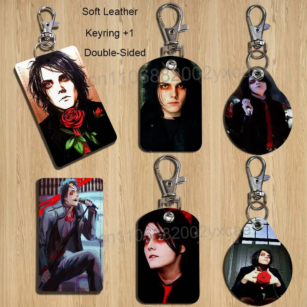 

Original art Gerard Way Leather Keychain Badge Holder with Lanyard - ID/Access Card Holder, Key Ring Accessory, Gift Option