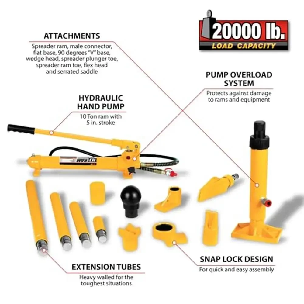 10-Ton Hydraulic Collision Repair Kit Professional Vehicle Service Tool Set