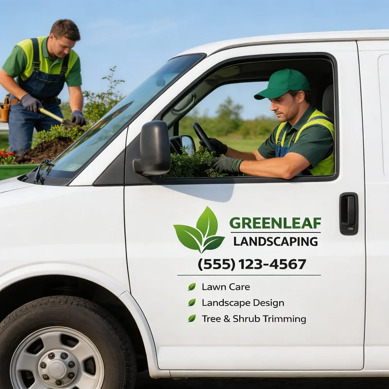 

Custom Landscaping Business Car Sticker – Company Logo & Contact Info Vehicle Decal