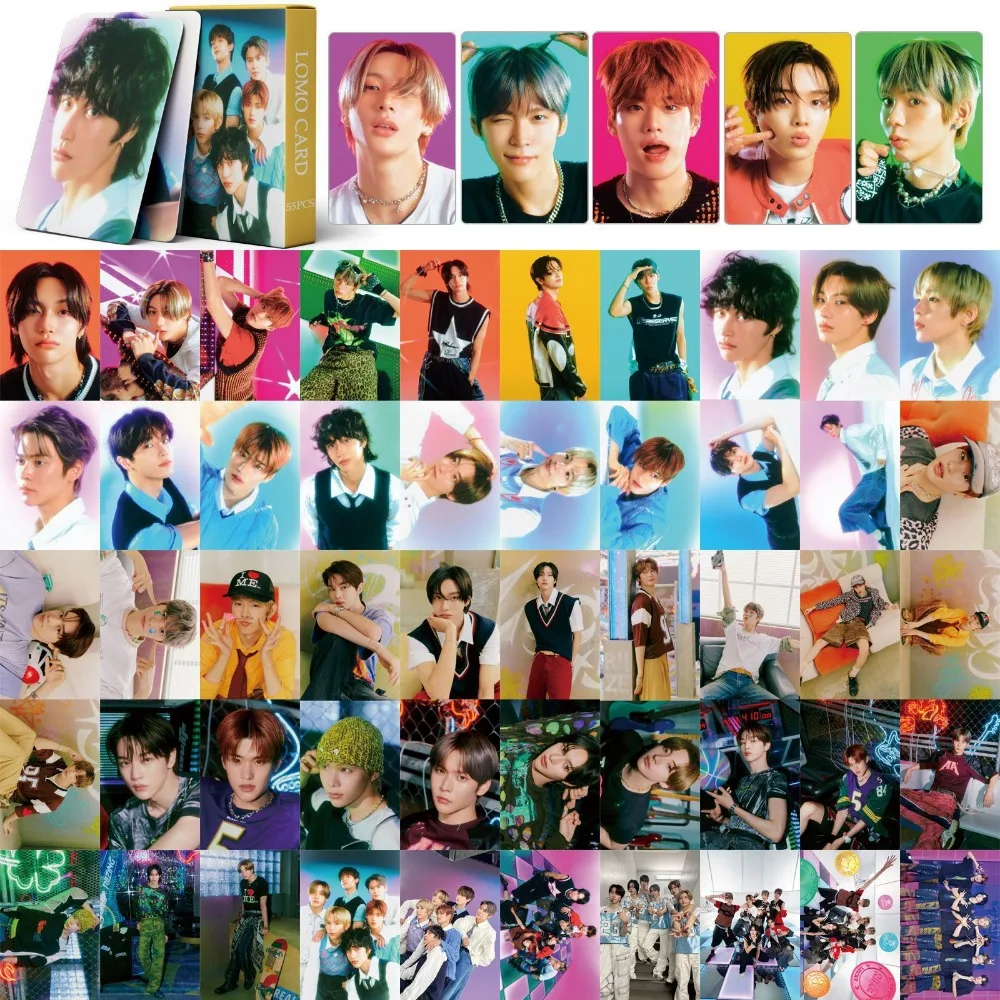 55Pcs/Set Kpop Popular Idol Boy Band Album Lucky Lomo Cards High Quality HD Photocards Two Sides Fans Gifts Collection