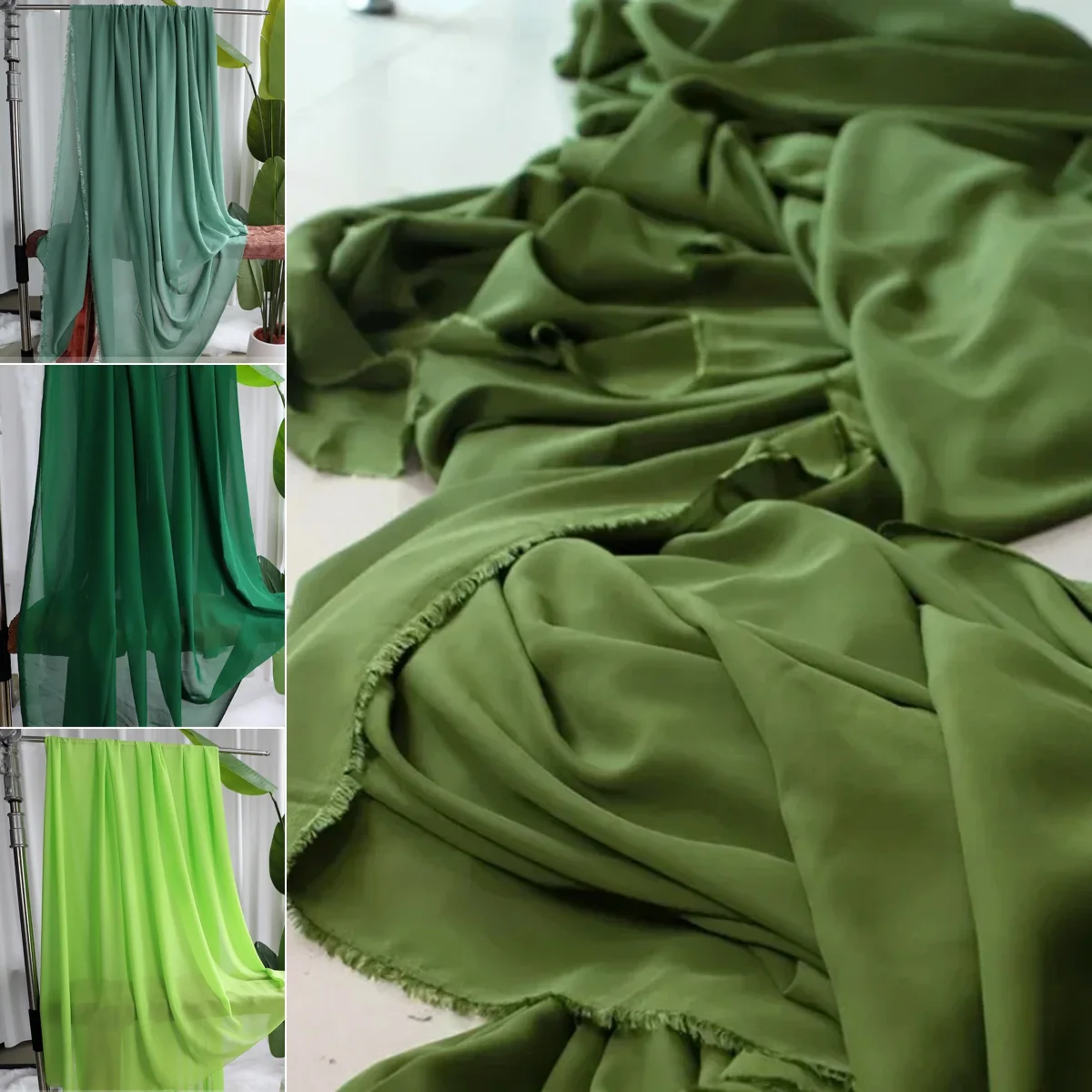 

Avocado green semi transparent soft chiffon DIY wedding veil background birthday party wedding decoration cloth curtain