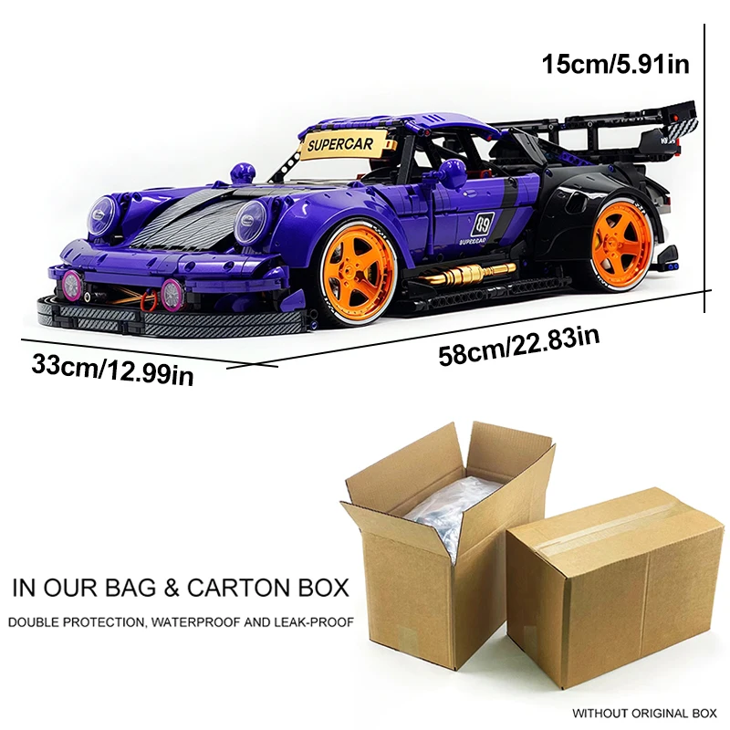 KBOX 10544 MOC 1:8 Electroplated Custom Building Blocks Bricks Car Diy Puzzle Toy Christmas Gifts Premium Collectible Vehicle