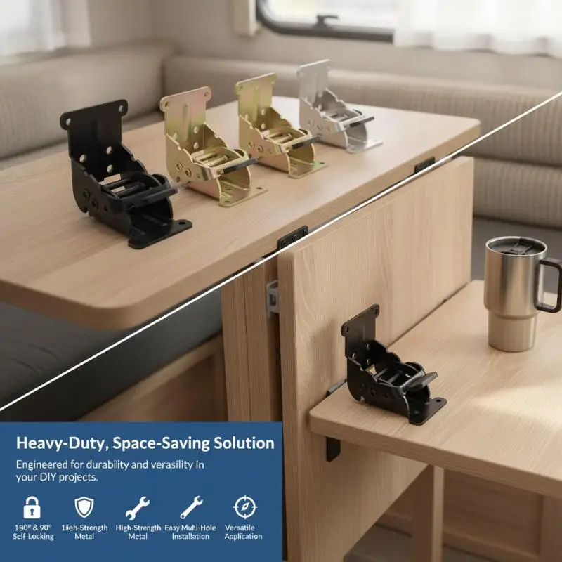 180 Degree Foldable Hinge Thickened Self Locking High Load Bearing for Table Stool Outdoor Furniture Accessories