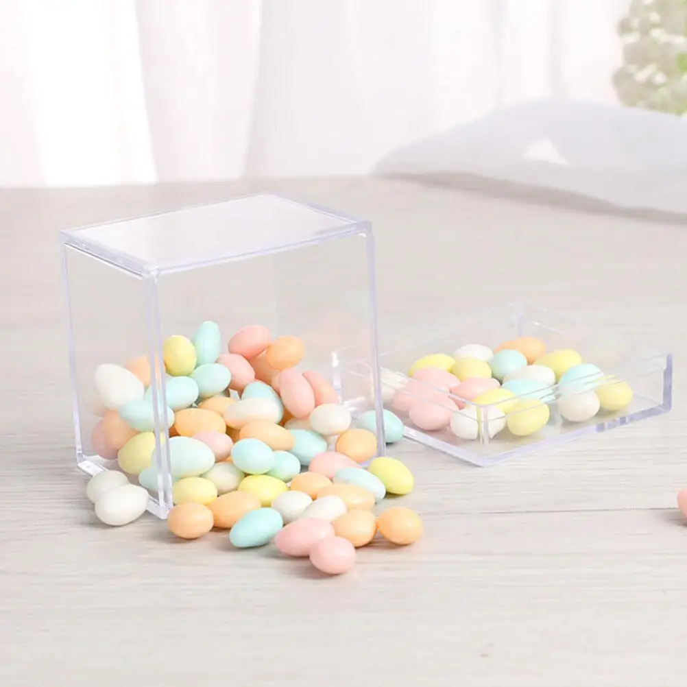 

12 Pcs Square Storage Box Clear Candy Container Transparent Packing Boxes for Wedding Treats Display Jewelry Toys