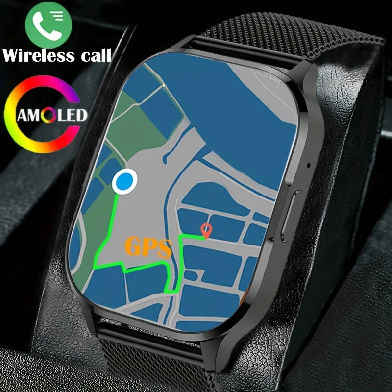 

2025 Новые мужские умные часы 2.04AMOLED HD дисплей 100+ спортивный режим водонепроницаемые Bluetooth вызов AI Voice NFC для Huami Watch