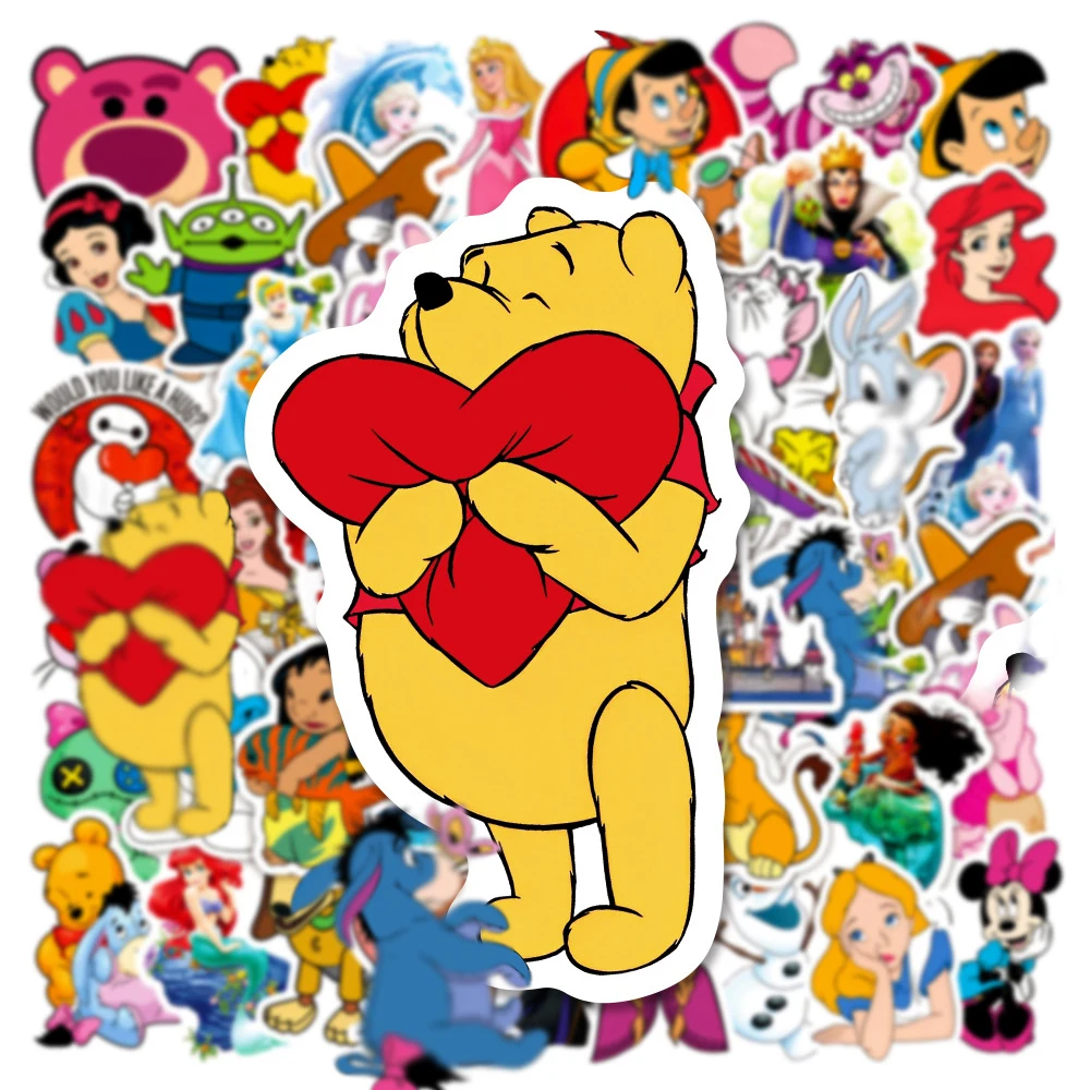 10/30/50/100pcs Cute Mix Cartoon Stickers Disney Micky Princess Anime Decals Graffiti Laptop Skateboard Phone Kids Sticker Toys