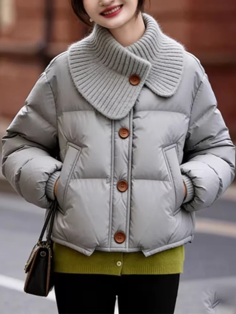 

Thiened трикотажный хлопковый тюре, женская зимняя верхняя одежда, теплый воротник с клапаном, большой размер, толстый мм, Sli, корейская версия