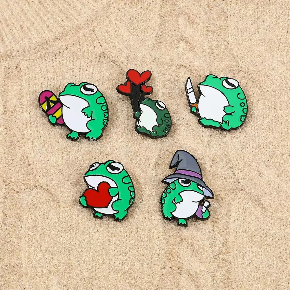 

5pcs Cartoon Cute Frog Pins Brooch Set Gift Anime Enamel Lapel Pin Clothing Backpack Decoration DIY Accessories