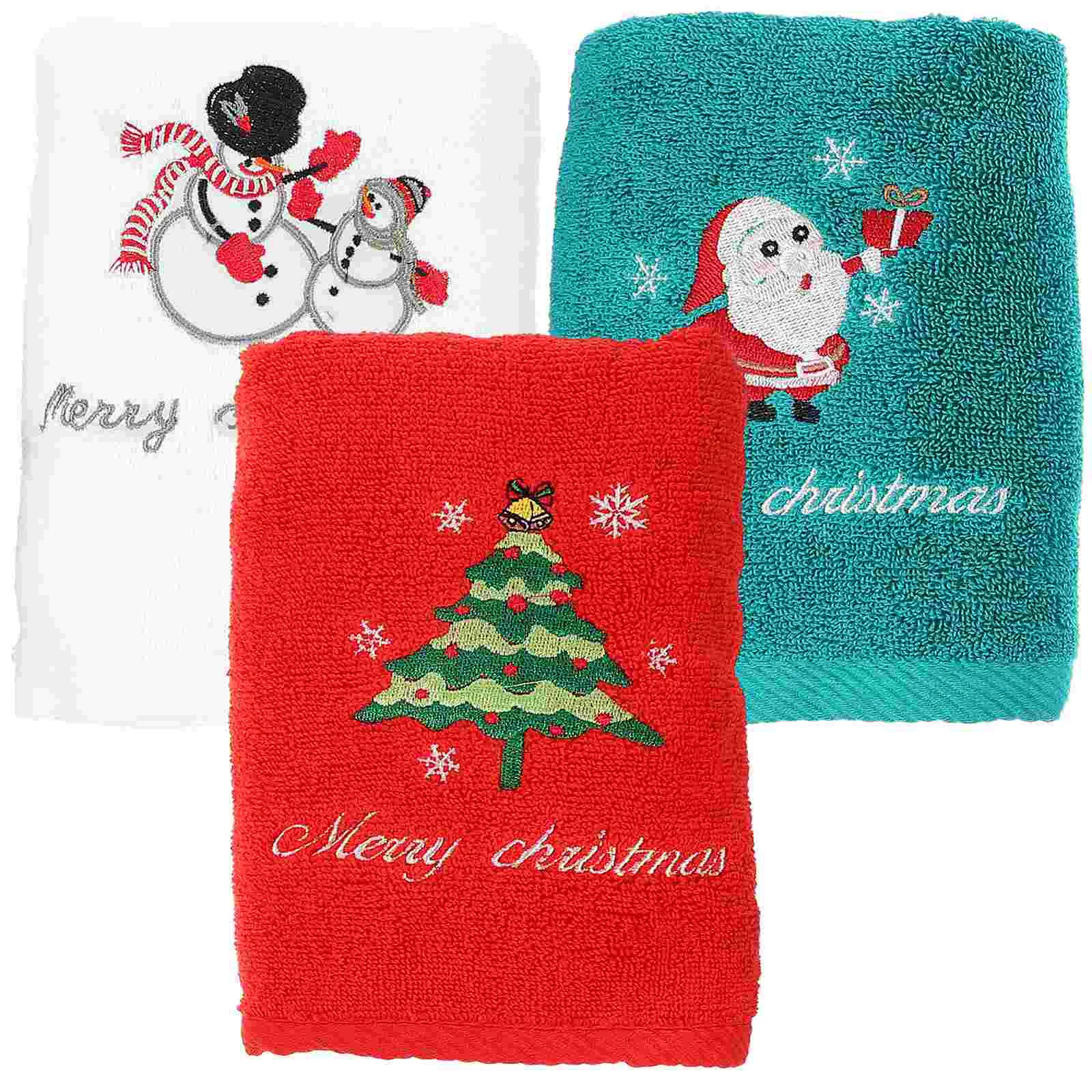 

3 Pcs Holiday Cotton Kitchen Towel Snowman Soft Face Baby Christmas Gift Towels