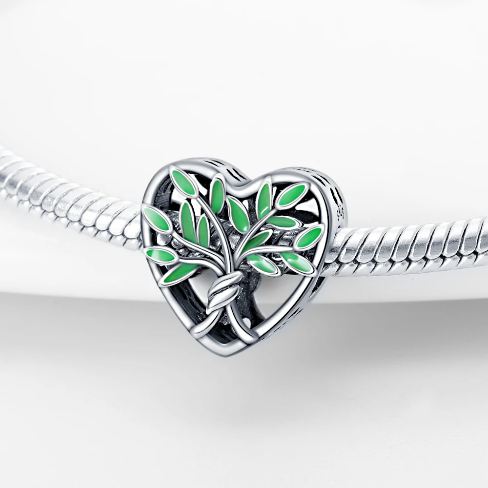 

Original Charms 925 Sterling Silver Green Tree Beads Fit Bracelet Women Jewelry Making Diy Gift