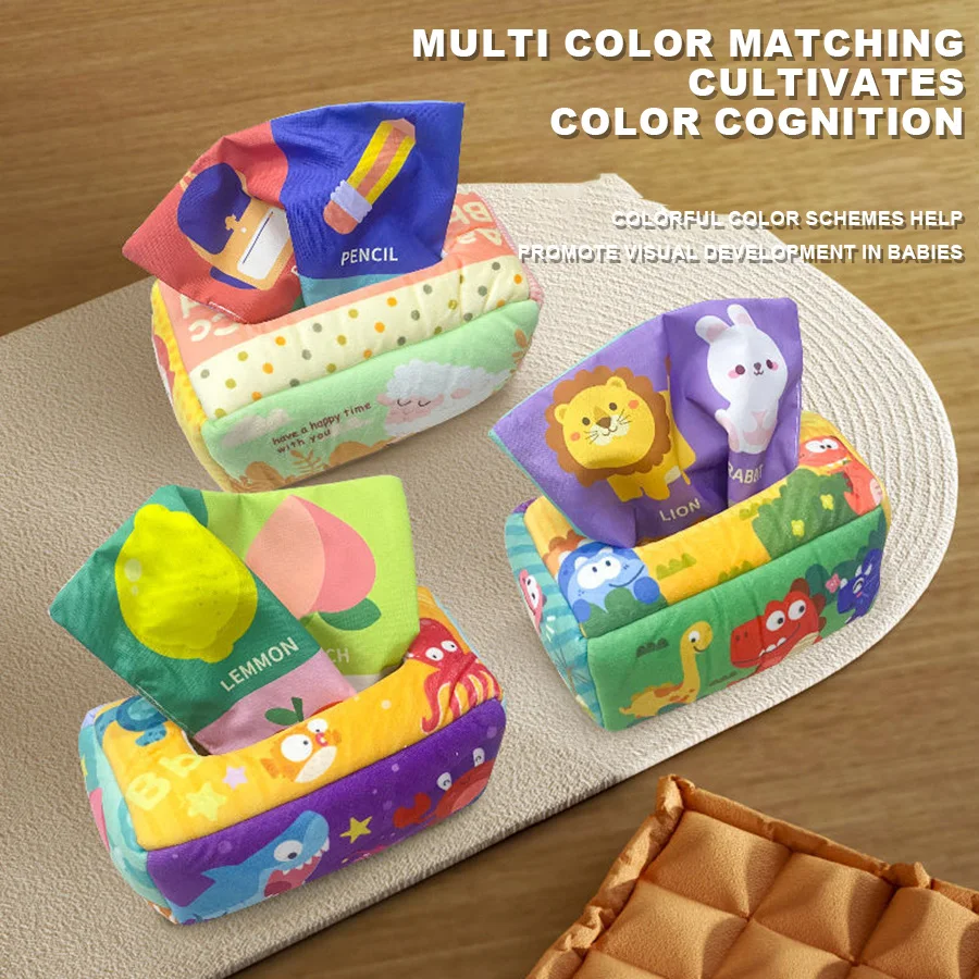 Baby Papieren Mand Speelgoed Scheurbestendig Tissue Box Oefening Baby's Fijne Vinger Bewegingen Zachte Zijden Sjaal Lade Box Baby Cadeau