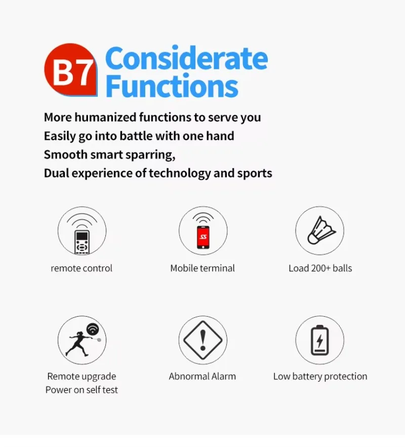 New Arrival APP Control Badminton Shooting Machine SIBOASI B7 Full Function Badminton Training Machine Feeder for Sale