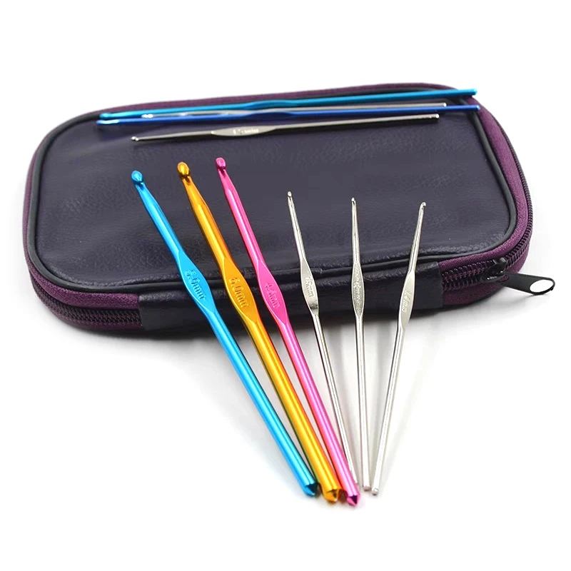 1set Crochet Hooks Kits with Storage Bag Soft Handle Crochet Needles Yarn Weave Knitting Needles Set DIY Weaving Tool 0.5-6.5mm
