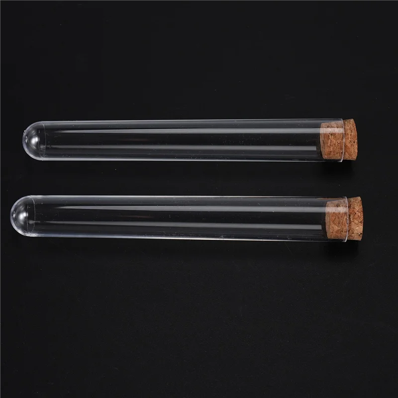 50 Uds 20X150mm 30Ml tubo de ensayo de plástico con corcho, tubo transparente para regalo de recuerdo de boda