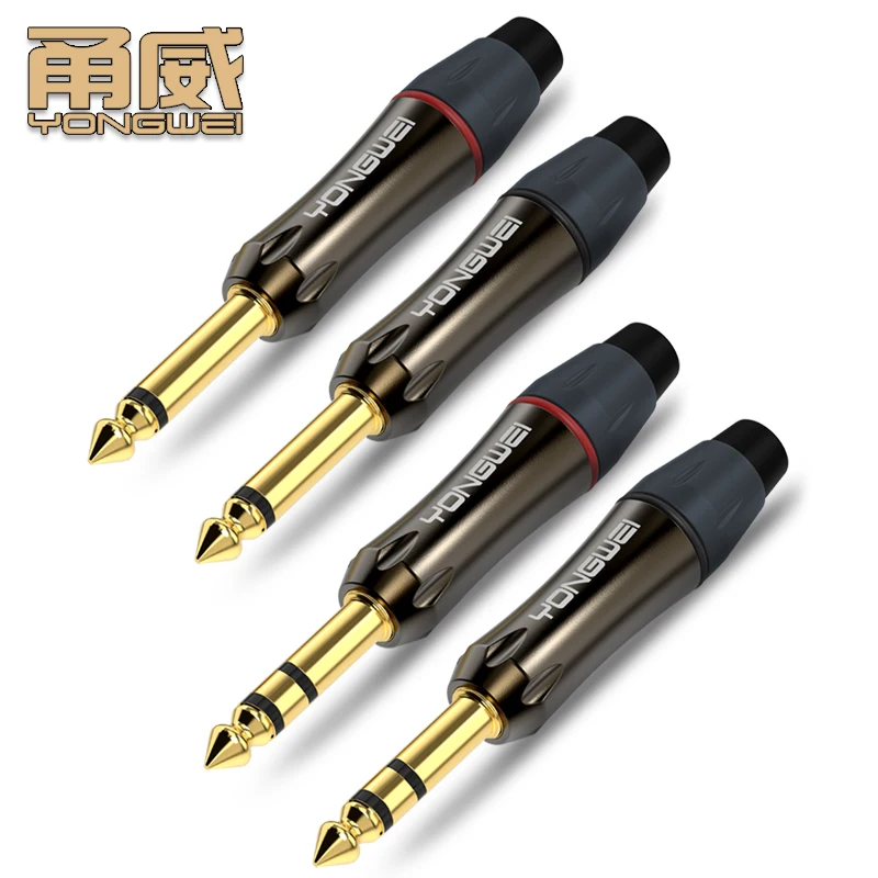YONGWEI 6.35mm gold-plated sound card, guitar, electronic piano, power amplifier, speaker connection, speaker, welding plug