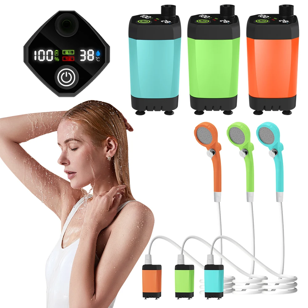 

Camping Shower IPX7 Waterproof Outdoor Shower with 6000mAh Rechargeable Battery Camp Shower for Hiking Travel Beach Pet Watering