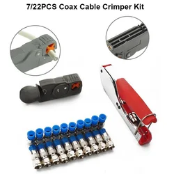 Coax Cable Crimper Coaxial Compression Tool Kit Wire Stripper With F RG6 RG59 Connectors Stripper Crimping Pliers Hand Tools