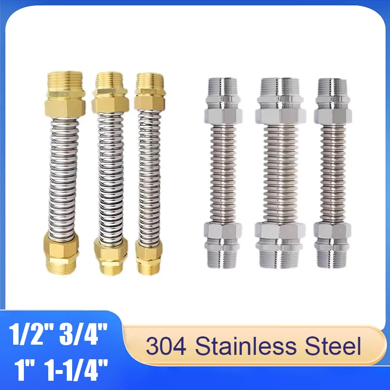 

1pcs 304 Stainless Steel HVAC Bellows 1/2" 3/4" 1" 1-1/4" BSP Copper Male Thread Central Air Conditioning Water Inlet Hose