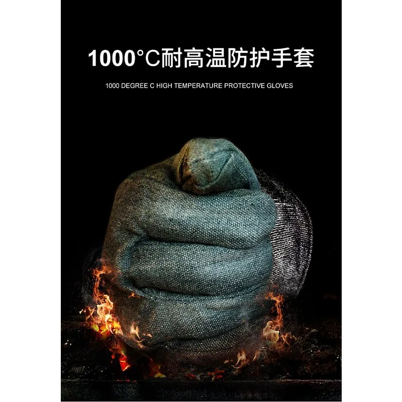 1000 degree high temperature resistant gloves five fingers flexible high temperature resistant thickened fireproof heat proof