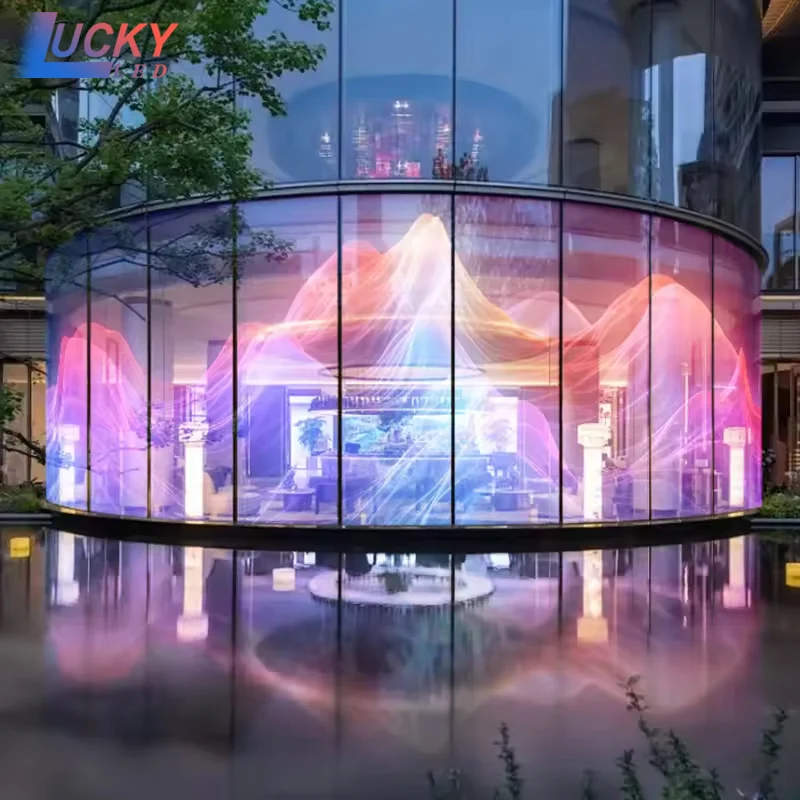 P10 داخلي LED علبة عرض شفافة 1000 * 240 مم لوحة كاملة الألوان عالية السطوع نافذة شاشة عرض إعلانية #1