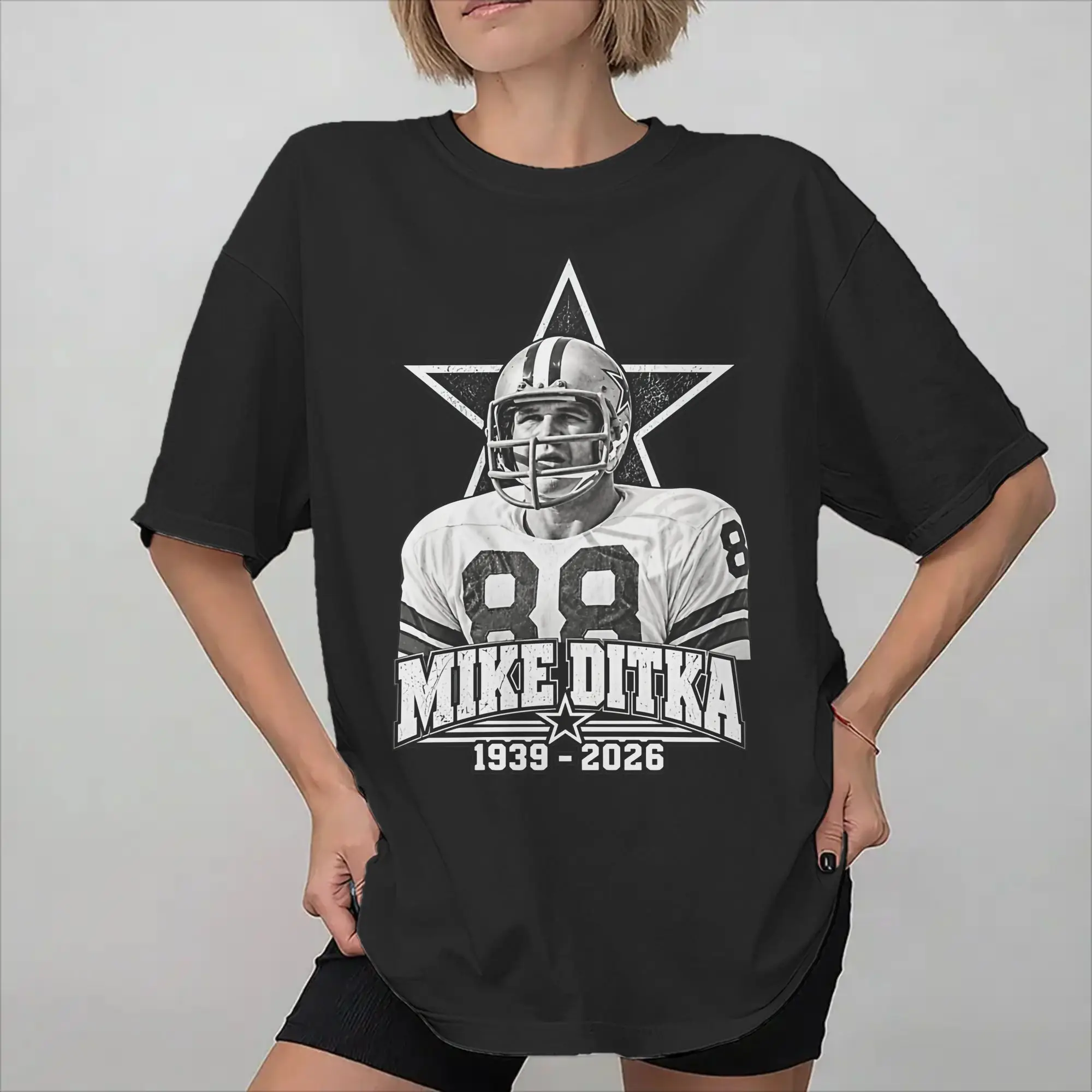 RIP Mike Ditka  Graphic Print T Shirts for Men Women  Cotton  Tee Shirt Clothing