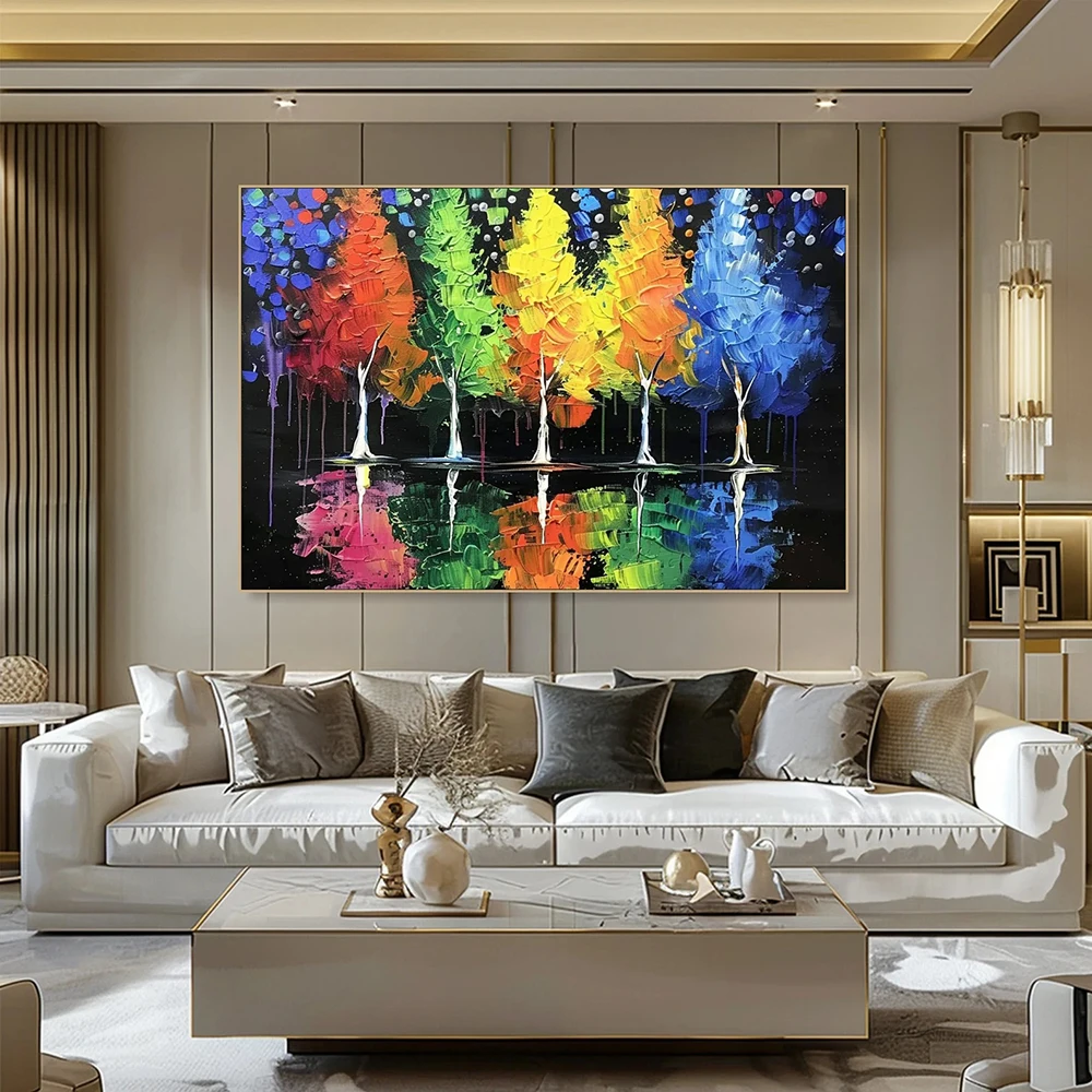 Handmade Texture Colour Tree Oil Painting On Canvas Painting Abstract Colour Wall Art for living Room,Dinning Room Home Decor