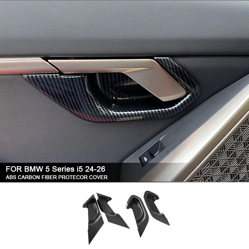 

For BMW 5 Series i5 G60 2024 ABS Carbon Fiber Car Inner Door Bowl Protector Anti-scratch Panel Interior Trim Sticker Accessories