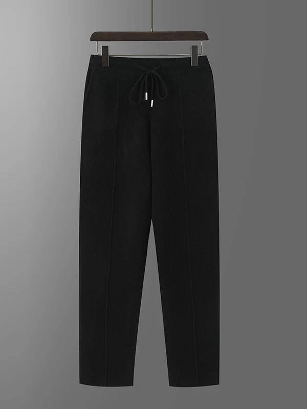 Men's Pure Wool Knitted Straight Leg Pants Autumn Winter New Style Casual Slim Fit Outerwear Trousers Comfortable Loose Style