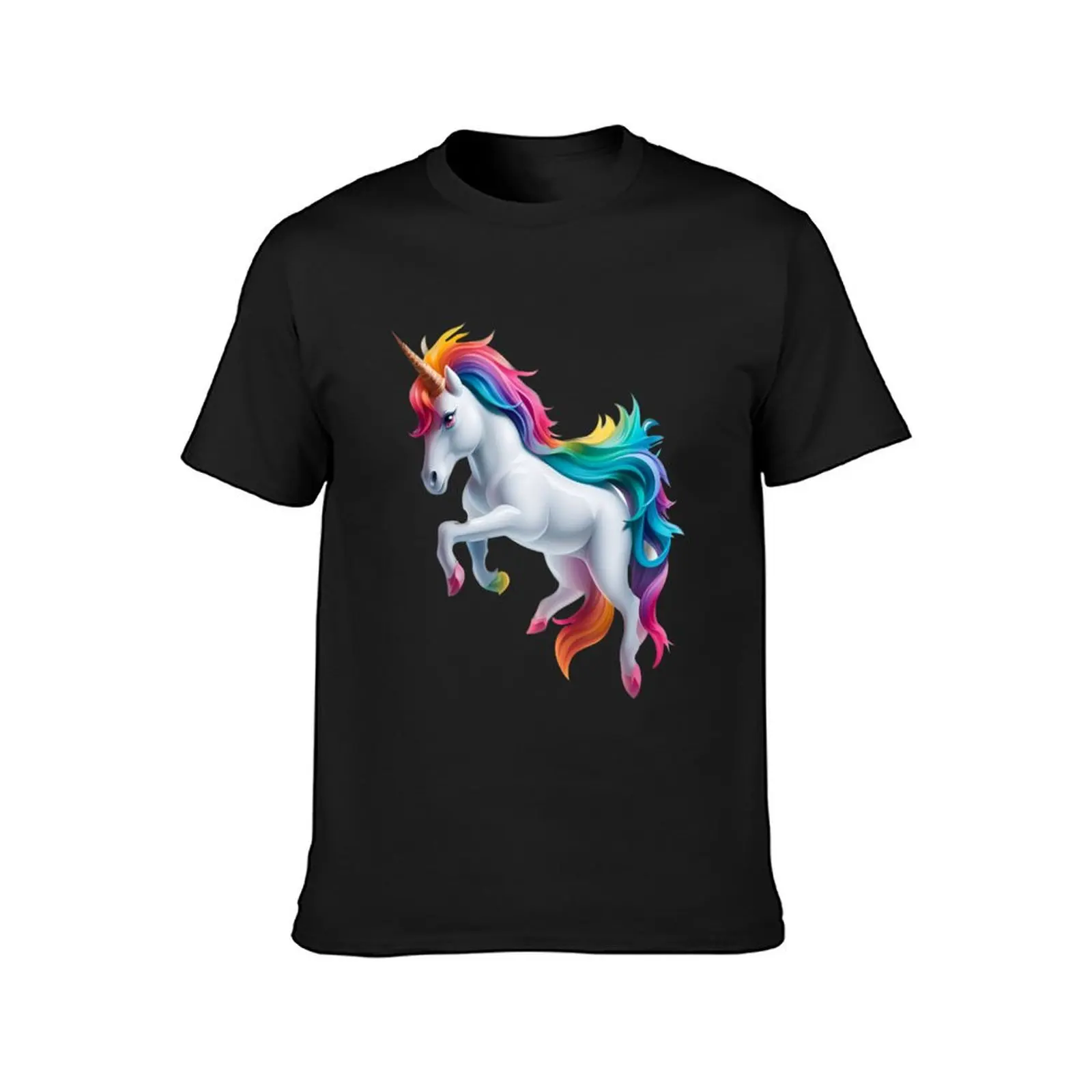 Colourful Vibrant Unicorn T-Shirt oversizeds cute clothes quick-drying summer top T-shirt men