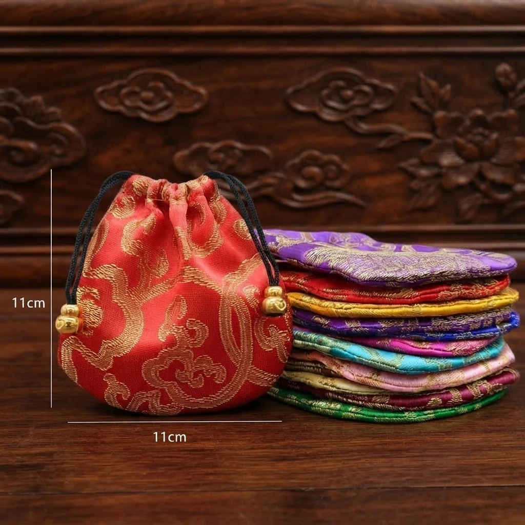 Chinese Style Silk Brocade Jewerly Storage Bag Jewelry Packing Pouches for Necklace Earrings Jewelry Packaging Jewelry Organizer