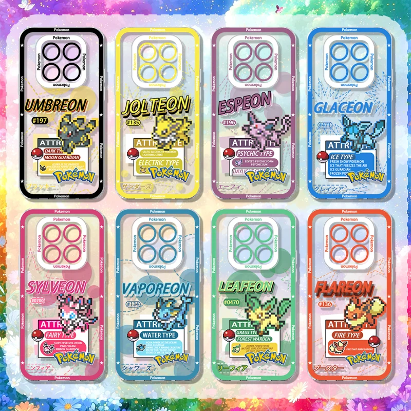 P-Pokemon Eevee Pokedex Puzzle Case for Xiaomi Redmi Note 15 14 13 Pro Plus 12 11 10 14S 13S 12S 11S 10S 4G 5G Clear Phone Cover