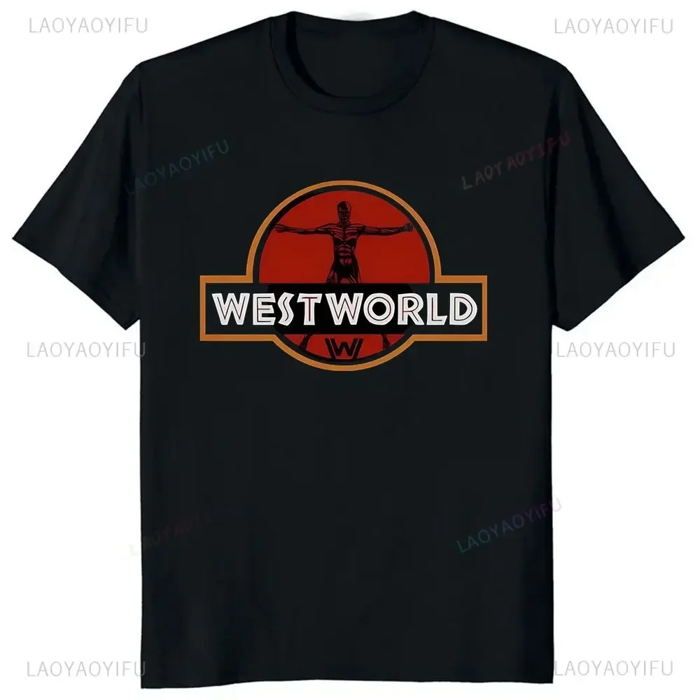 Streetwear Retro TV Series Western World Printed T-shirt Trend Harajuku Short Sleeve Unisex Shirt Pattern Large T-shirt