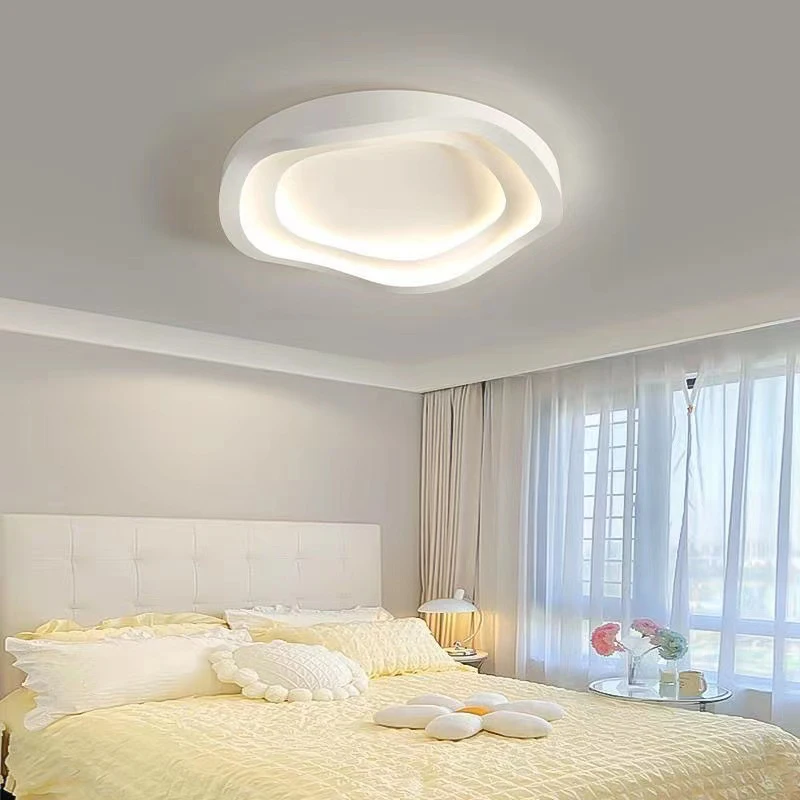 Modern Creative White Circular Bedroom LED Ceiling Light Dimming Chandelier Ceiling Lamp for Living Room Dining Lighting Fixture