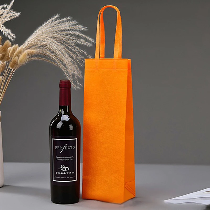 1PC Non-wovens Champagne Beer Waterproof Gift Bag Color Single Bottle Red Wine Bottle Hand Handle Packaging Pouches