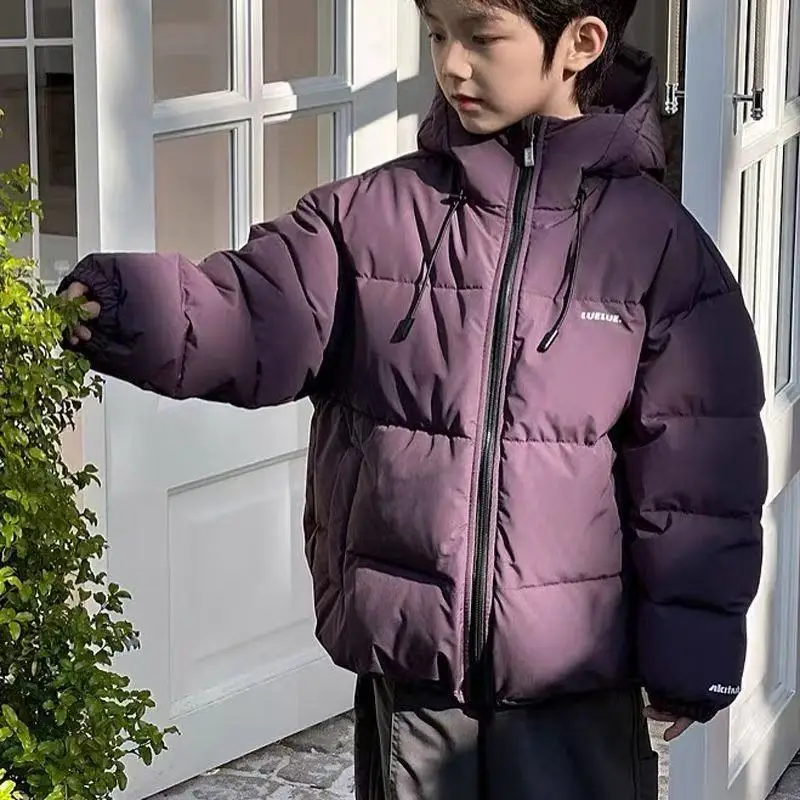 

Children's Cotton Jacket Winter Outfit New Boys Thick Loose Hooded Korean Version Down Cotton Jacket Girl's Bread Coat Kids Top