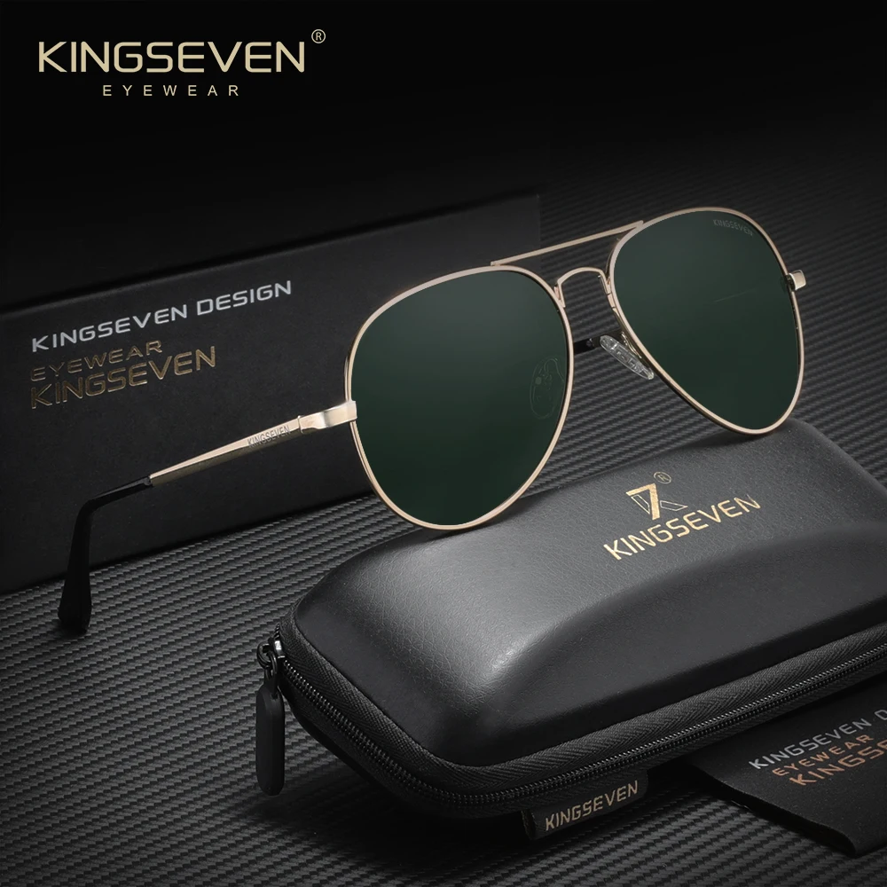 KINGSEVEN Luxus Aluminium Piloten-Sonnenbrille für Männer und Frauen Mode Polarisiert UV400 Schutz Fahr- und Freizeitbrille Sommer Outdoor-Brillen