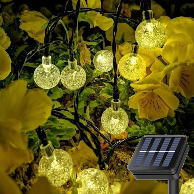 

2025 New Solar Crystal Globe LED String Lights LED Solar Outdoor Light Wedding Garland Fairy Light for Garden Party Decor