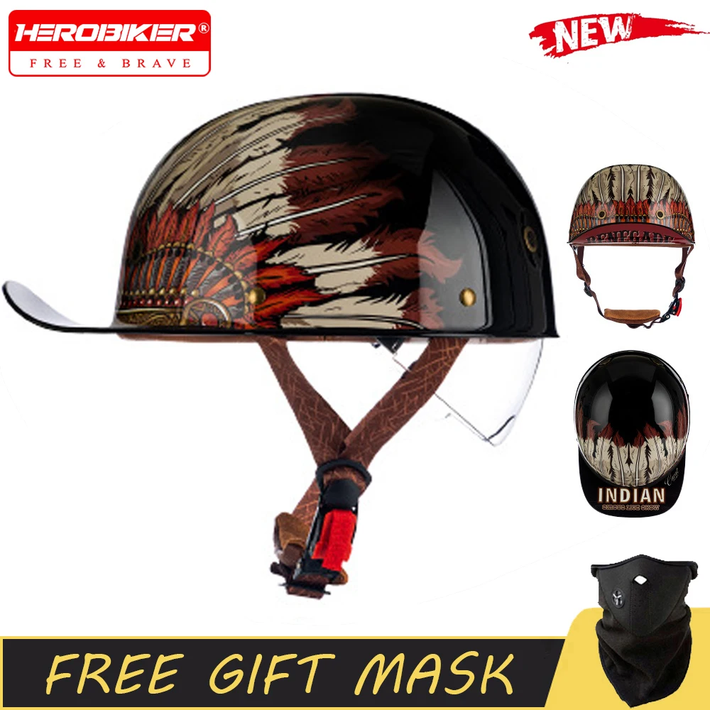 

Summer Moto Half Helmet Retro Motorbike Helmet Anti Fall Motorcycle Half Helmet Men Women Moto Equipment