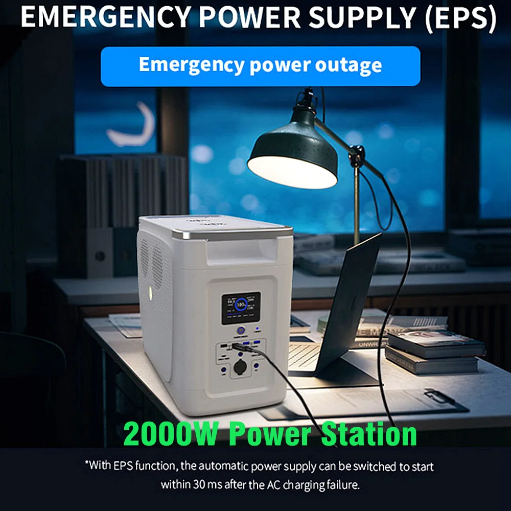 

2000W Portable Power Station 220V 2048Wh LiFePO4 Battery Solar Generator Outdoor Energy Storage Supply Power Bank for Camping