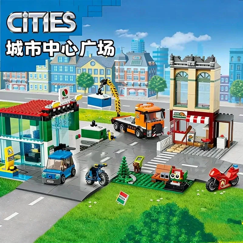 

Third Party Compatible MOC Sets City Series Building Blocks Town Center Square Road Plates MOC Toys for Kids Gift