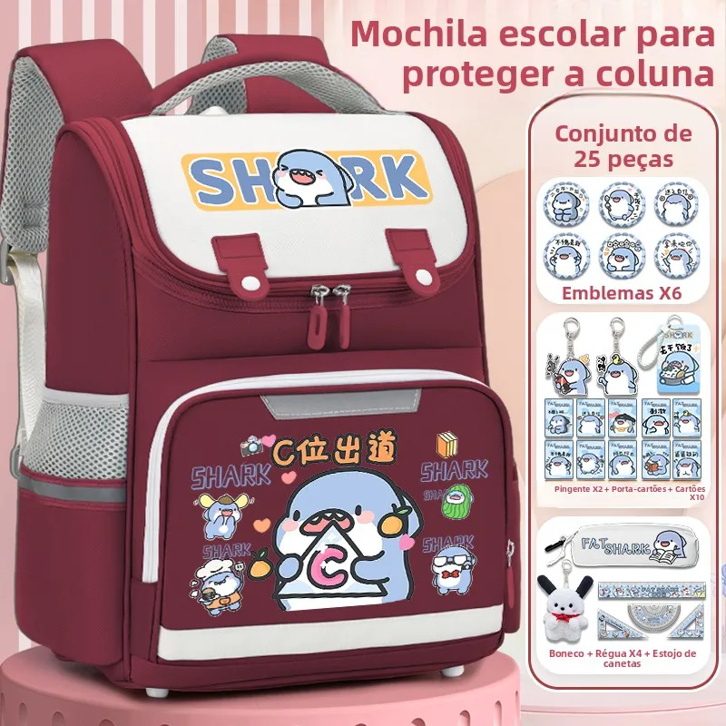 lightweight-shark-backpack-for-elementary-school-girls-cartoon-design-large-capacity-double-shoulder-bag-stress-relief-school