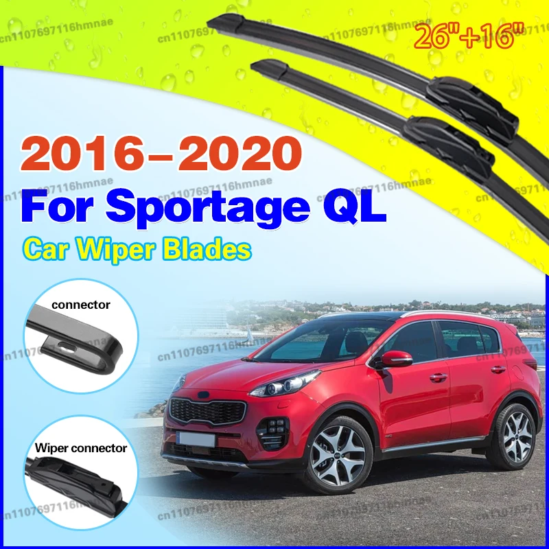 

Wiper Front Wiper Blades For Kia Sportage QL 2016 - 2020 2017 2018 2019 Windshield Windscreen 26"16" Accessories