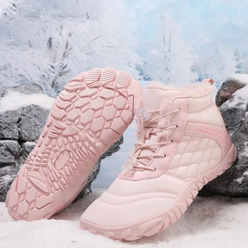 

2025 зимние женские теплые флисовые ботинки, мужские непромокаемые ботильоны, зимние ботинки для пар, детская уличная походная обувь