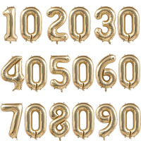 2Pcs 40 inch Large Number Figure Balloons 10 20 30 40 50 60 70 80 90Years Adult Birthday Anniversary Decorations Light Golden
